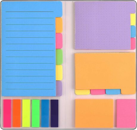 Sticky Notes Set, Post Self-Stick Notes Pads for Journaling Notebook Planner Study, Office Supplies College Essentials Back to School Supplies for High School Students Teen Girl Gifts Preppy Stuff